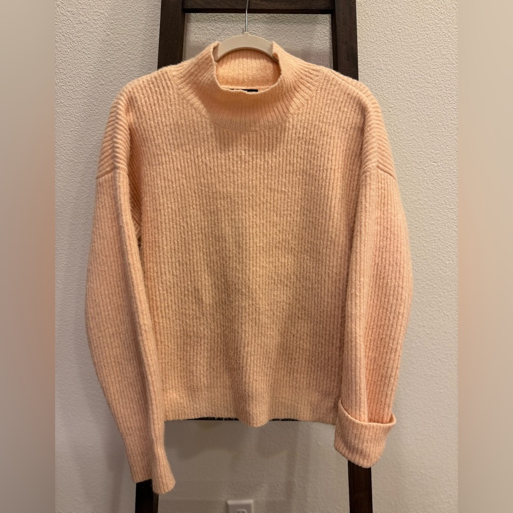 MINKPINK Mock Neck Sweater Ribbed Knit Peach. S. Originally $89